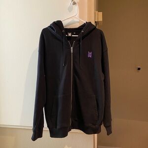 TinyTAN BTS Black Zip-Up Hoodie, size L, unisex